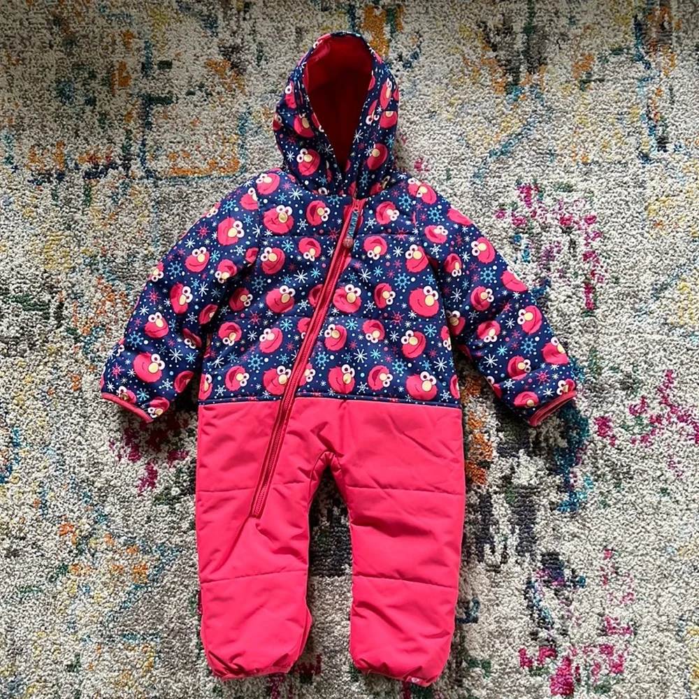Roxy Elmo Winter Snowsuit One Piece Fleece Lined Infant Toddler Bunting Sz 18mos - Picture 3 of 14